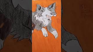 Orange Oil Pastel Dog Wolf Drawing Illustration by Custom Artist Sherwin