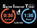 Sprint Interval Training (SIT) Timer : 30s Sprint / 90s Rest x4 | No Music