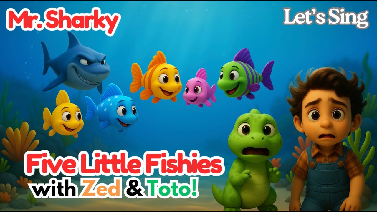 Five Little Fishies & Mr. Sharky| Zed & Toto’s Fun Ocean Song for Kids ...