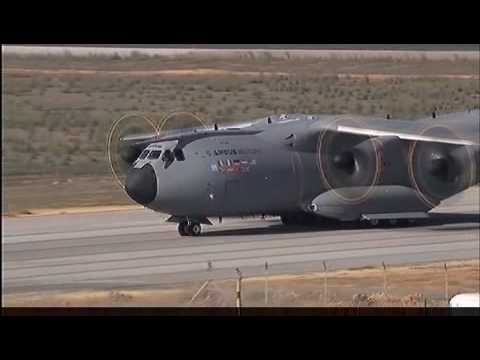 The Airbus A400M military transport plane has carried out its maiden flight today in Seville (Spain), with almost two years of delay to the schedule. The four-engined plane took off at 10:15am from the San Pablo aerodrome, where the Spanish plant Airbus EADS Company is based, in front of an audience of 2500 people invited from all over the world, reports the company. These included King Juan Carlos and authorities from the seven partner countries of the project: Germany, Spain, France, UK, Turkey, Belgium and Luxembourg, who will analyse the consequences of the delays to the development of the A400M. The airplane will allow helicopters and combat aircraft to refuel in flight and to quickly transport large cargos over long distances. It has a cargo capacity of 37 tonnes, is 45.1 metres long and 14.7 metres high. Its range can reach 6389km with a cargo weighing 20 tonnes. 184 A400M airbuses have been ordered so far (11.12.2009) from Belgium, France, Germany, Luxembourg, Malaysia, Spain, Turkey and the UK.