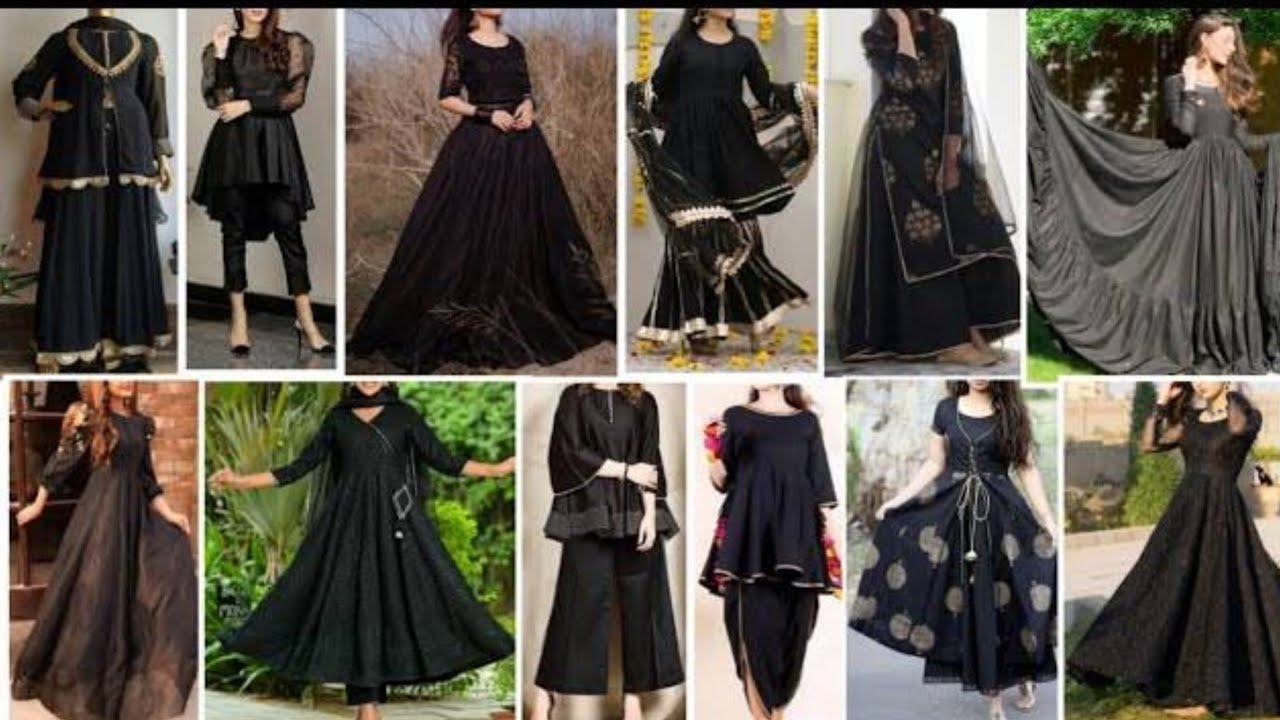 Plain Black Colour Dress Designs 2026 For Eid||Simple Black Colour Dress Designs||Black Kurti Design