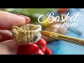 DIY How to make a miniature wicker basket with handles | Dollhouse miniatures
