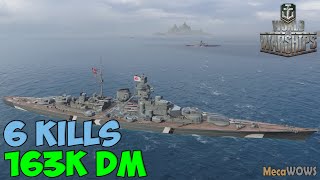 World of WarShips | Bismarck | 6 KILLS | 163K Damage - Replay Gameplay 1080p 60 fps