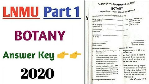 Lnmu bsc part 1 botany subsiadry objective answer key 2020