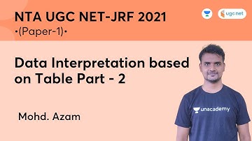 Data Interpretation based on Table Part - 2 | Paper -1 | NTA UGC NET-JRF 2021 | Mohd Azam