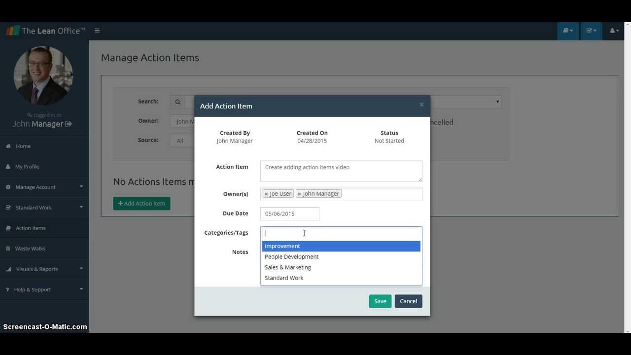Action Item Form Template Adding action items
