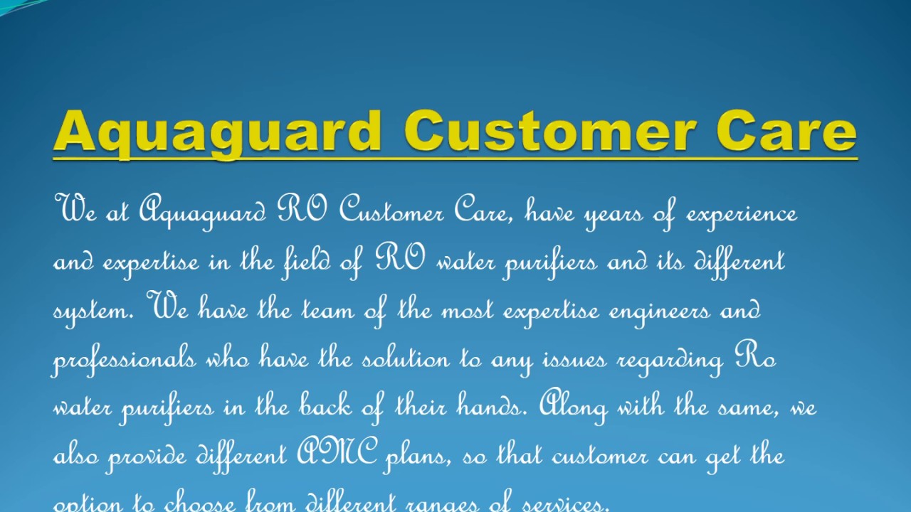Aquaguard Ro Customer Care YouTube