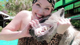 SWIMMING WITH A HYENA AND CHIMPANZEE!