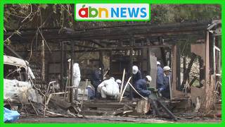Wooden house on fire