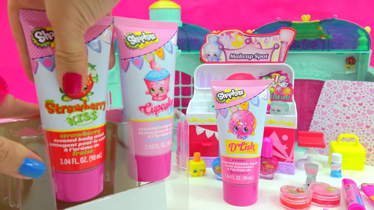 Shopkins Bubble Bath, Nail Polish, Lipgloss Makeup &amp; Handbag Surprise ...