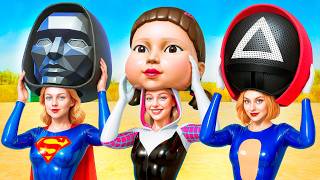 How to Join Squid Game With Superheroes? Spider Gwen Vs Squid Game Doll