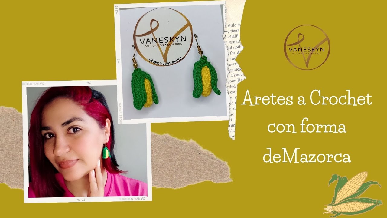 Como hacer unos aretes en forma de mazorca a crochet