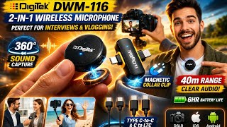 Digitek DWM-116 2-in-1 Wireless Microphone Review | 360° Sound, 40m Range, Magnetic Clip 