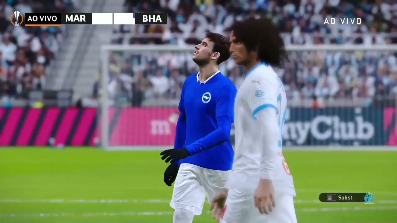 BRIGHTON X OLIMPIQUE DE MARSEILLE AO VIVO GAMEPLAY PES 21 