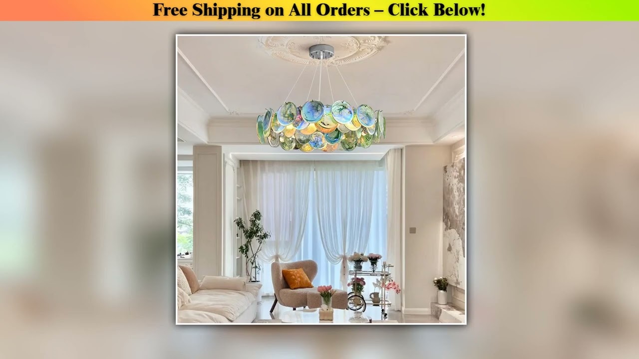 Murano Pink Glass Chandelier French Luxury Round Decor Colorful Crystal Pendant Light for Villa