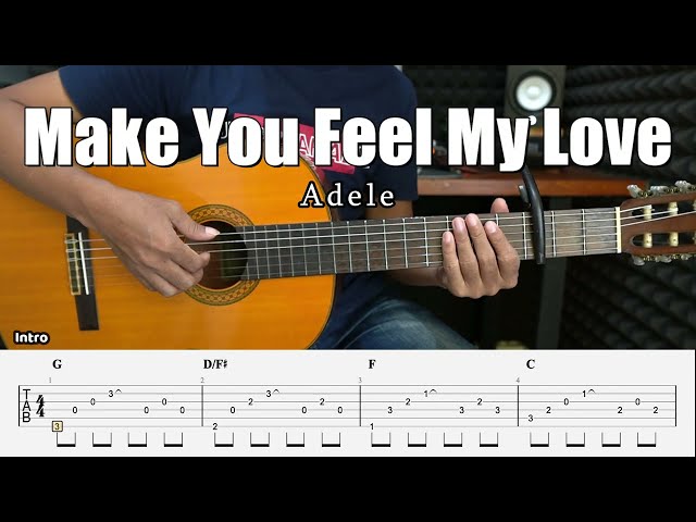 Make You Feel My Love - Adele - Fingerstyle Guitar Tutorial + TAB & Lyrics class=