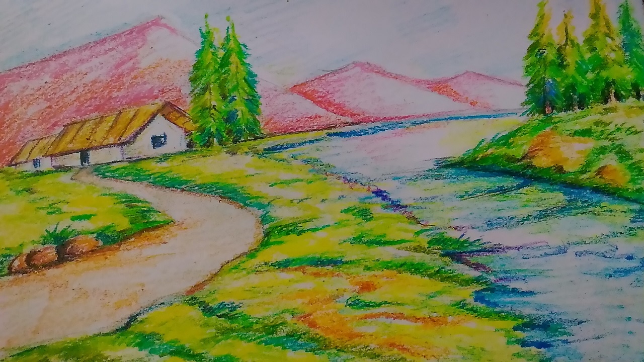 Easy landscape drawing for kids - Flexonly