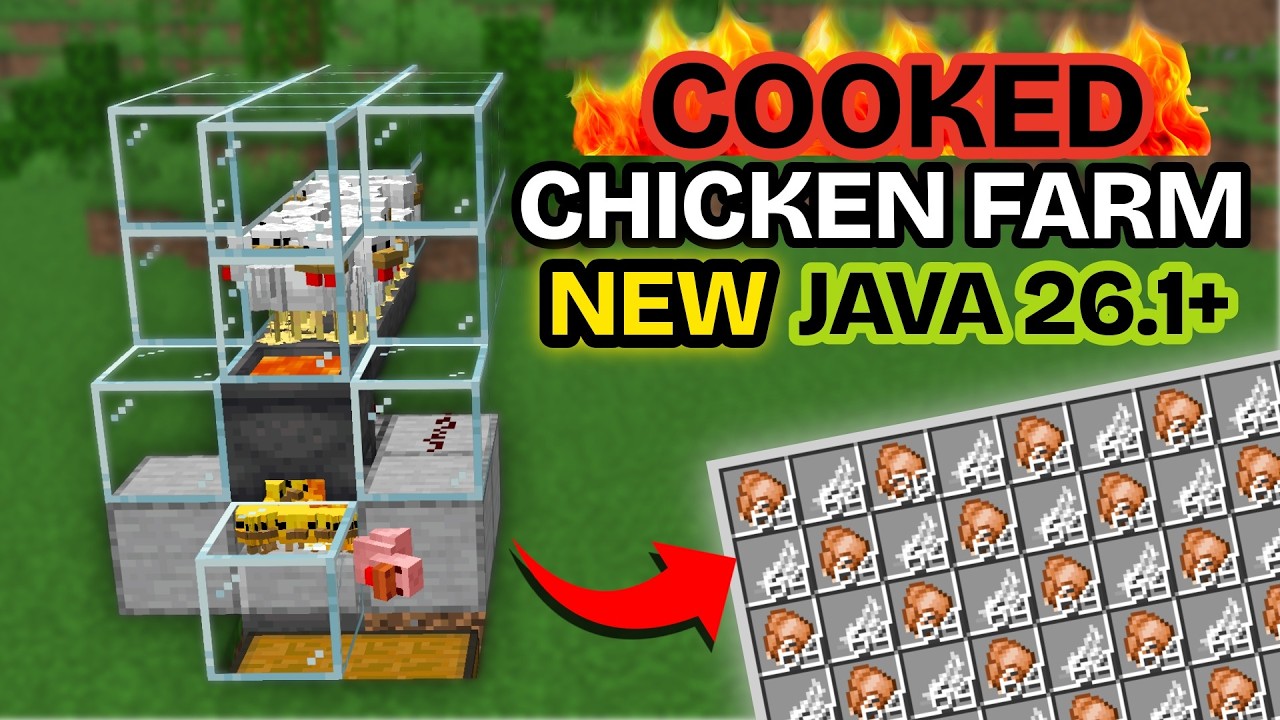 Minecraft: UNLIMITED Cooked Chicken Farm | UPDATED for 26.1 Java - YouTube
