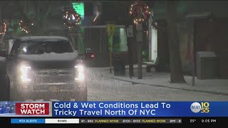 Storm Causes Slick Driving Conditions North Of NYC