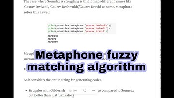 Metaphone fuzzy matching algorithm