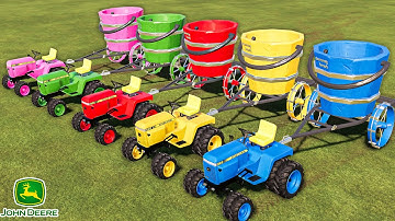 Mini Tractor of Colors! Transport Mini Tractor and BUCKET to Mini Farm! Fill Corn Chaff! FS19