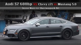 Audi S7 680hp vs Chevy z71 vs  Mustang 5 0