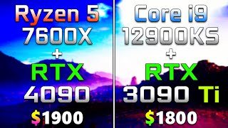 Ryzen 5 7600X + RTX 4090 vs Core i9 12900KS + RTX 3090 Ti | PC Gameplay Tested