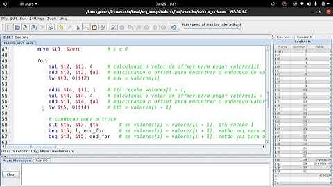 ALGORITMO DE ORDENAÇÃO BUBBLE SORT (Assembly/MIPS)