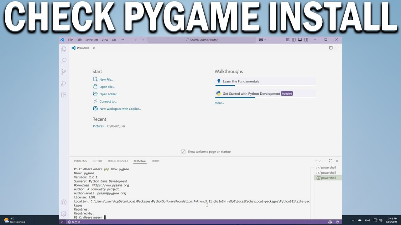 How To Check if PyGame is Installed in VS Code - YouTube