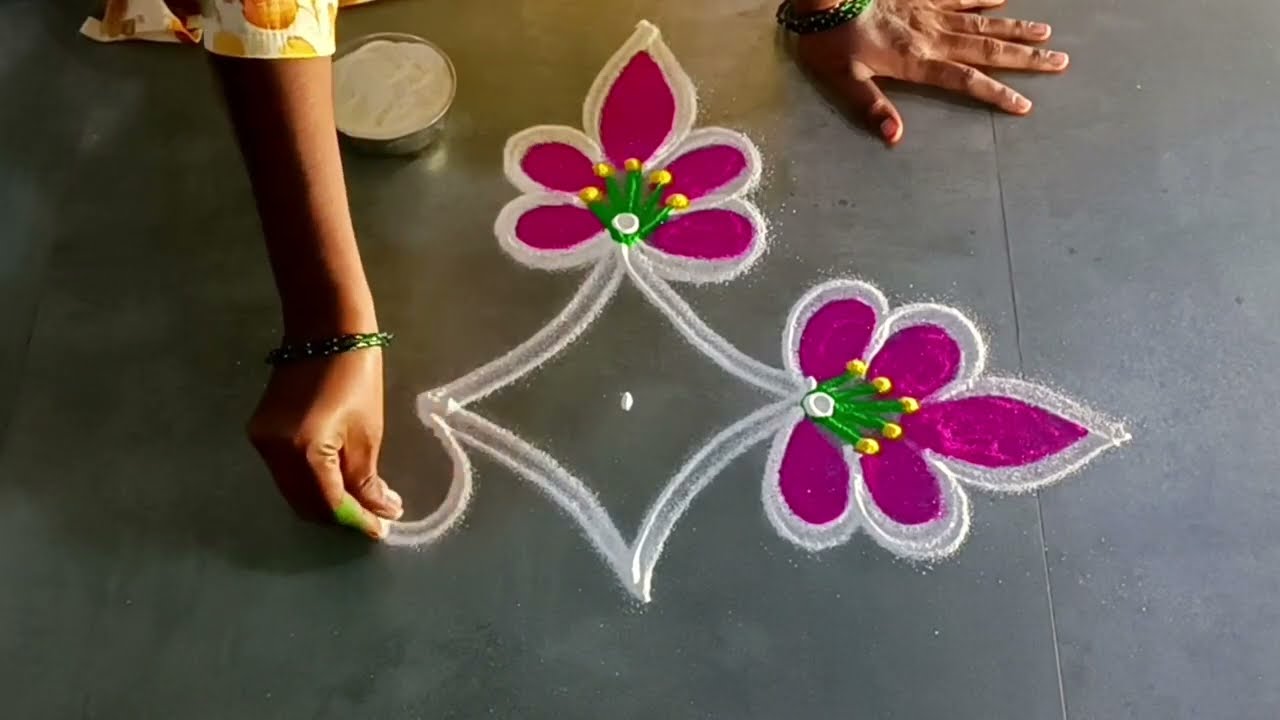 margazhi special amazing simple flower kolam/#newyearrangoli/margazhicolorrangoli/gokulramyakolangal