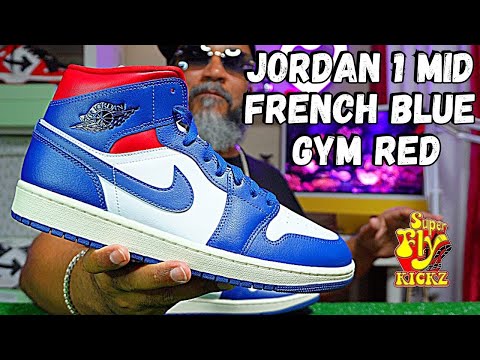 ウィメンズ Nike Air Jordan 1 Mid French Blue Gym Red Jordan 1 Mid French Blue Gym Red Review - YouTube
