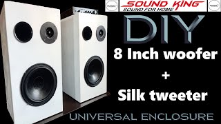 #DIYAUDIO 8 Inch Speaker Enclosure, Universal Enclosure for 8 inch Driver with Silk dome tweeter