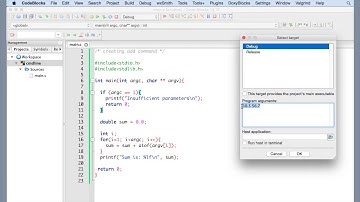 105 How to pass command line arguments in Codeblocks