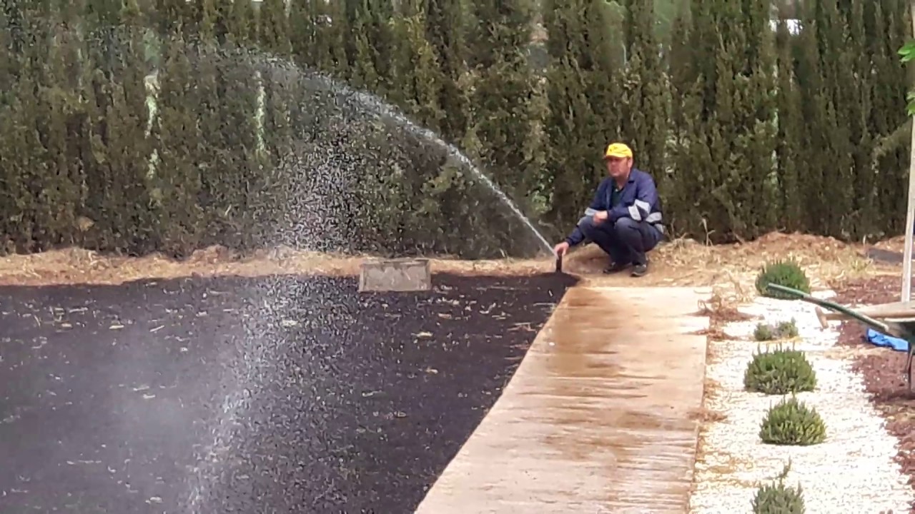 Regando despues de sembrar el cesped - YouTube