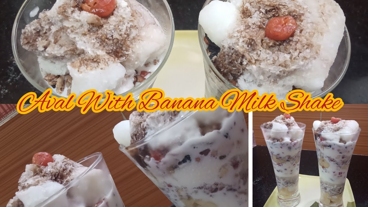 Aval With Banana Milk Recipe in Tamil / Milk Shake Recipes / Poga