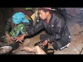 Cooking traditional food of green vegetables ll Primitive technology