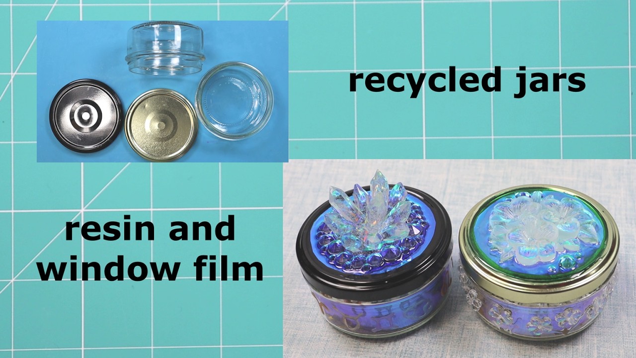 Jam jar upcycle with resin and window film