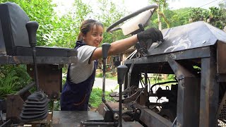 Repair and restore 1000kg truck, weld the bracing structure, connect the battery to start the engine