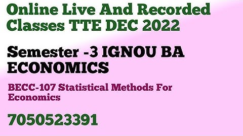 BECC-107 Statistical Methods For Economics Syllabus Analysis IGNOU BA ECONOMICS Honour Semester -3