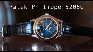 Better Than Rolex? Patek Philippe 5205G Annual Calendar White Gold/ Blue Dial.  With Short Strap.