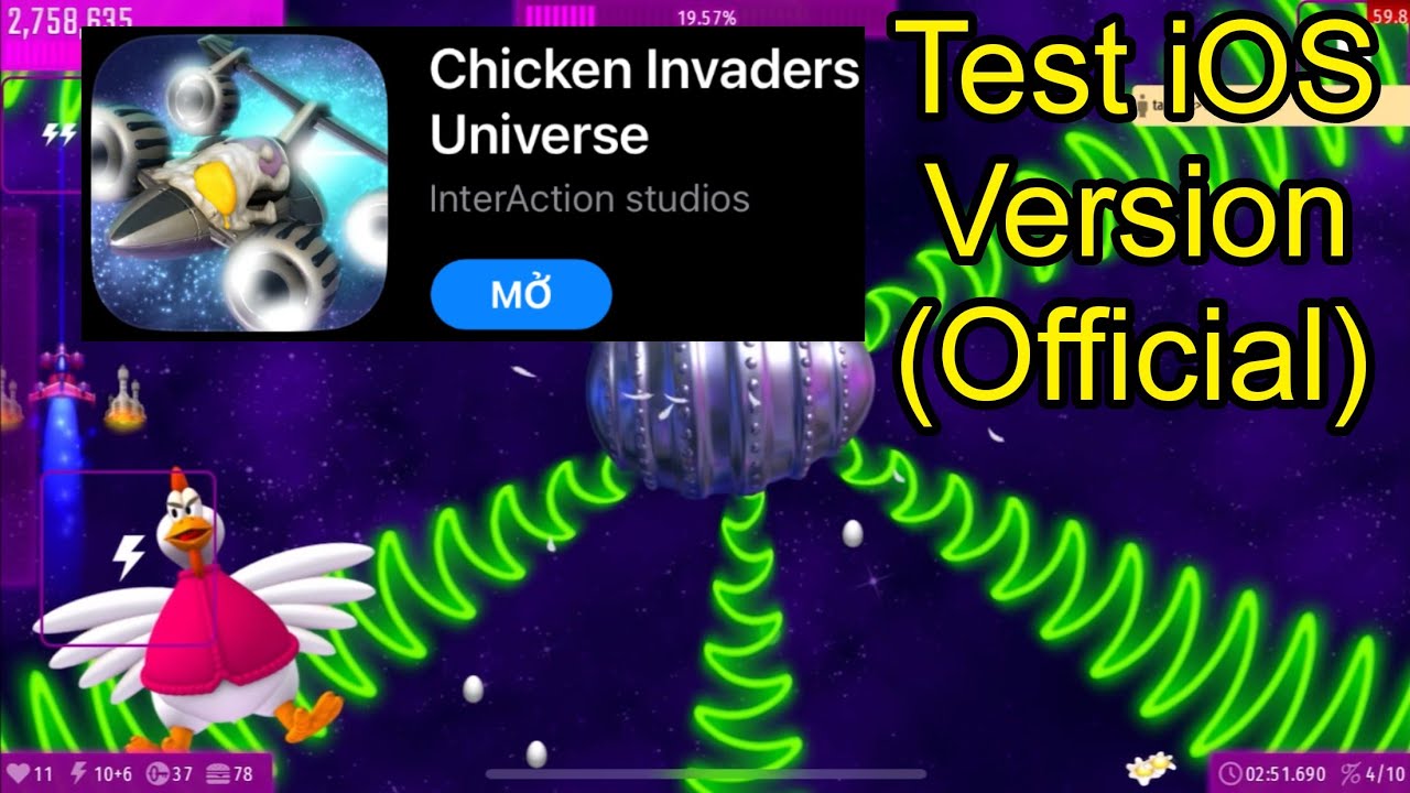 Chicken Invaders Universe iOS v134.1 16 Minutes Test iOS Version