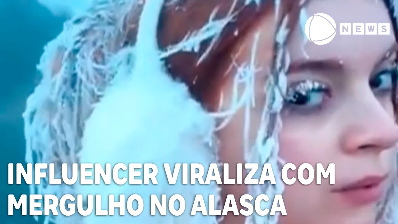 Influenciadora brasileira mostra cabelo congelado após nadar no Alasca