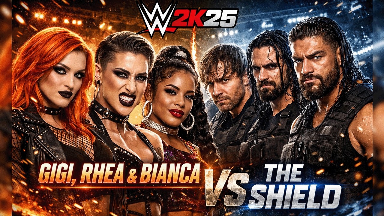 WWE 2K25 LIVE 🔥 The Shield vs Gigi Dolin, Bianca Belair and Rhea Ripley Showdown