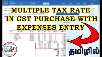 MULTIPLE GST IN PURCHASE INVOICE WITH EXPENSES IN TALLY PRIME IN TAMIL
