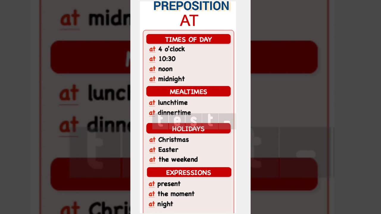 preposition At- English language grammar.
