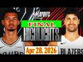 San Antonio Spurs vs Portland Trail Blazers FINAL Qtr Apr 28.2026 Highlights | Play-offs NBA