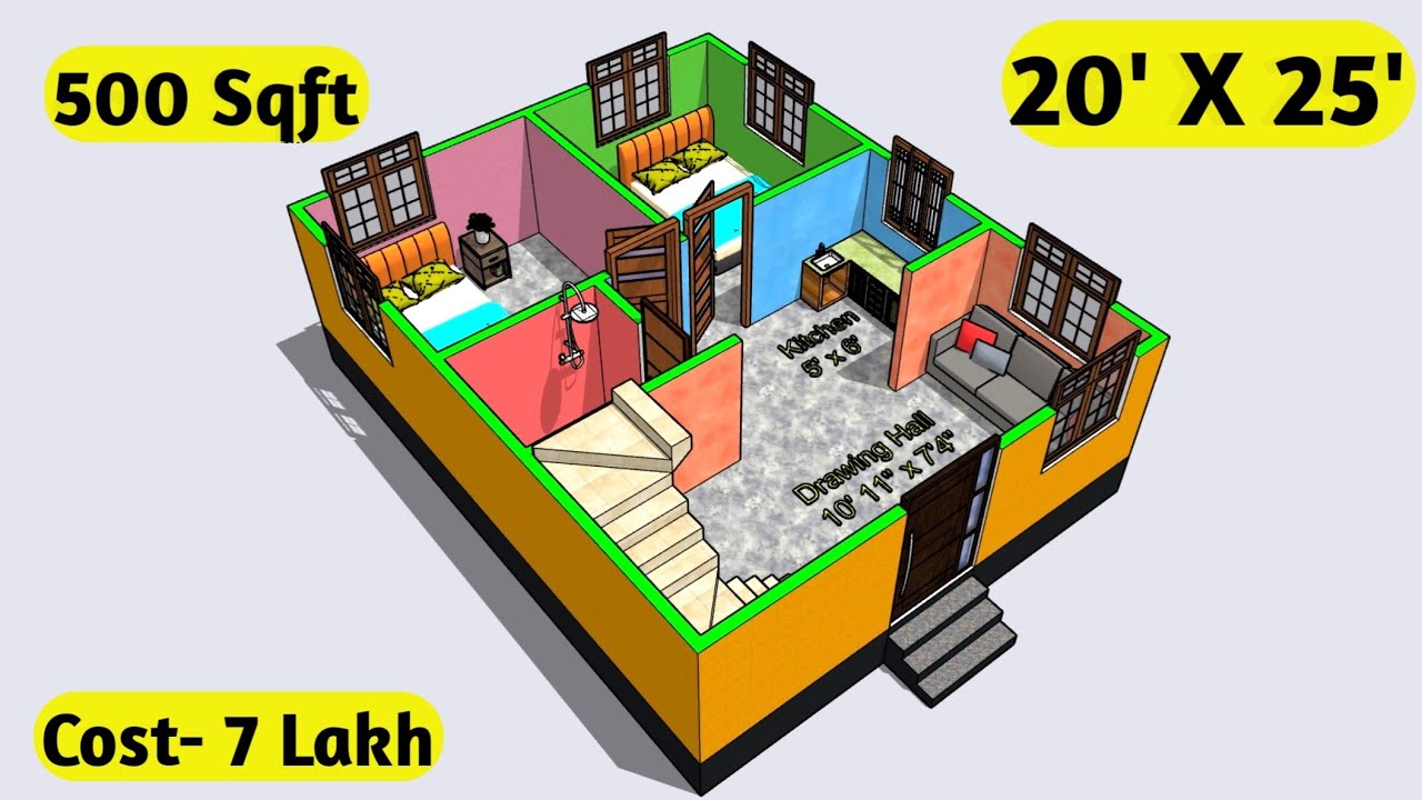 20x25 House Plan || 20x25 Ghar ka Naksha || 20*25 house design || 500Sqft