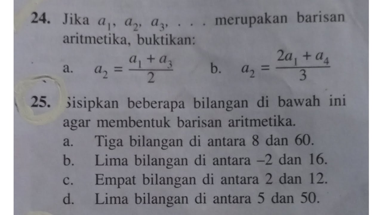 Jika A1 A2 A3 Merupakan Barisan Aritmetika Buktikan A2 a1 a3 Jika A1 A2 A3 Merupakan Barisan Aritmetika Buktikan A2 a1 a3