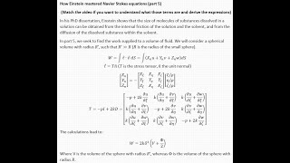 How Einstein mastered Navier Stokes equations in his PhD dissertation Part 5