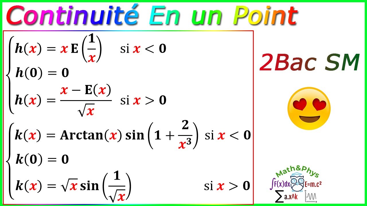 Continuité d'une Fonction En un Point - Limites et Continuité - 2 Bac SM - [Exercice 48]
